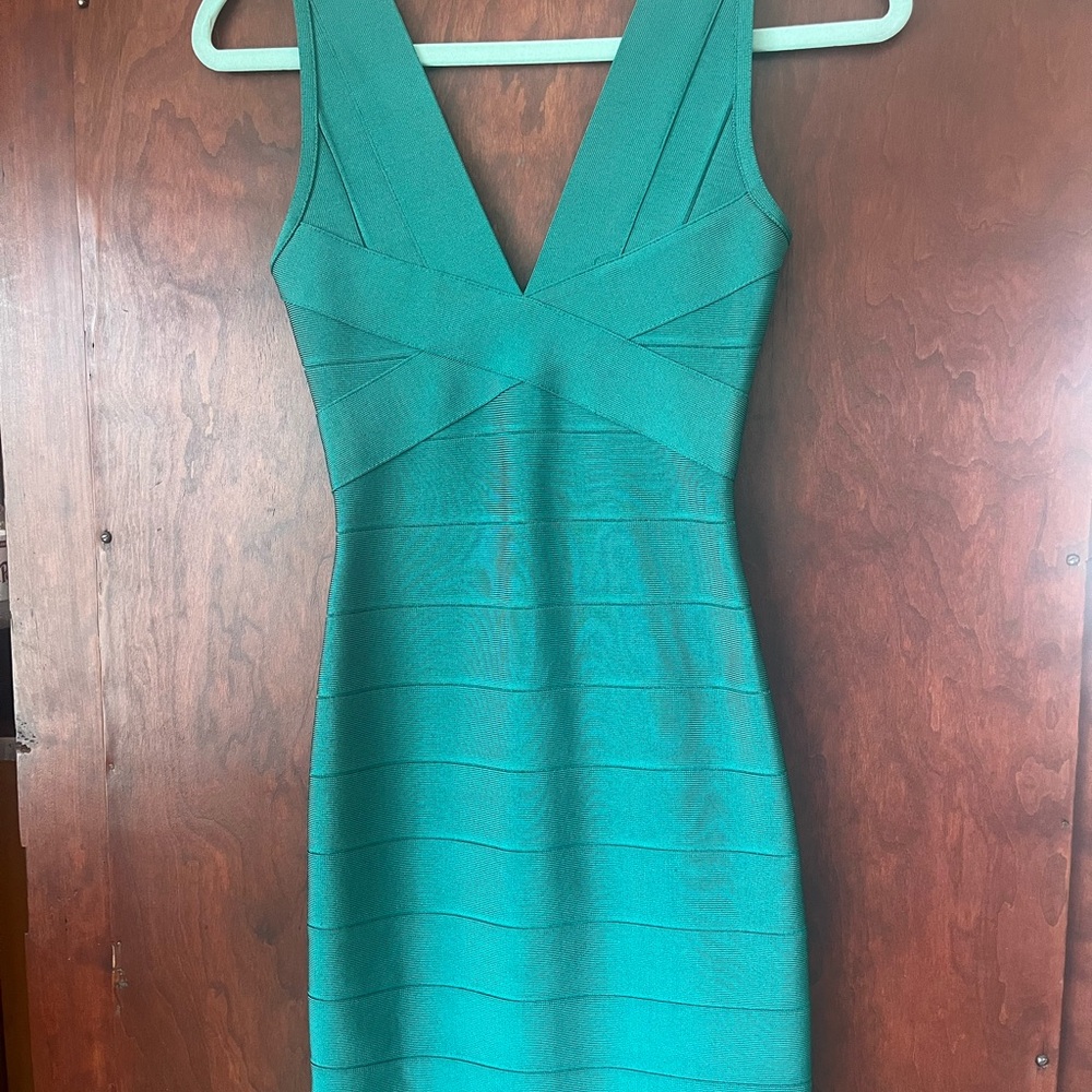 Herve Leger Green Bandage Mini Dress